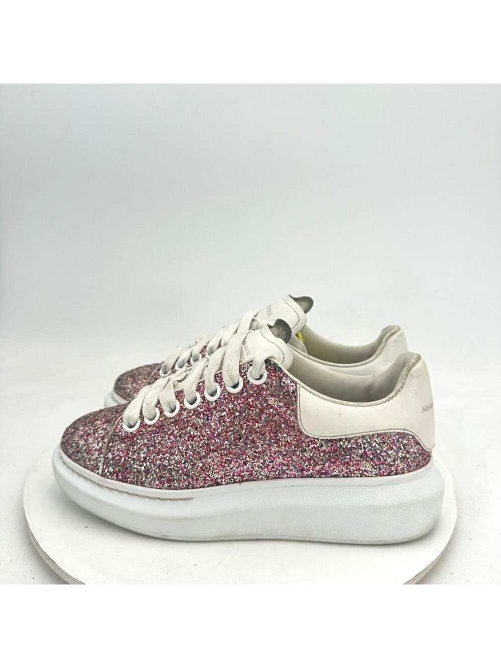 Alexander McQueen Larry Oversized Women Size 7 EU 37 Pink Glitter Platform Shoe